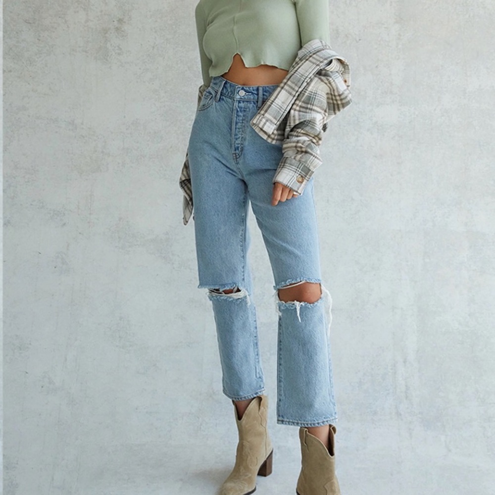Pacsun light blue high waisted straight leg jeans